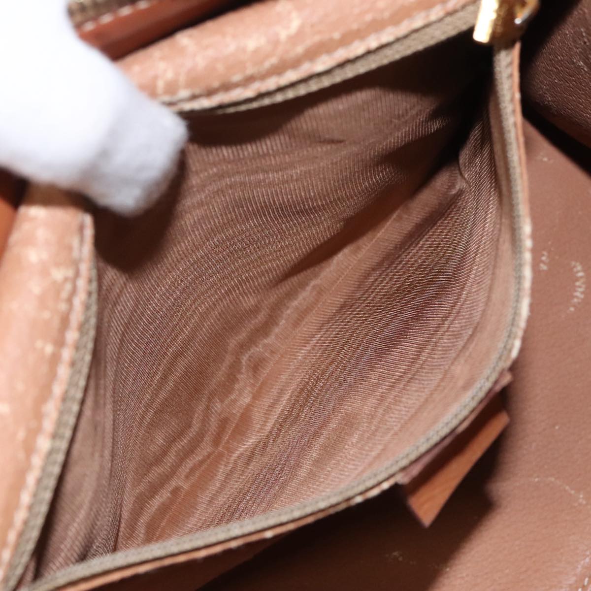 CELINE Macadam Canvas Hand Bag PVC Leather Brown Gold Auth 100885