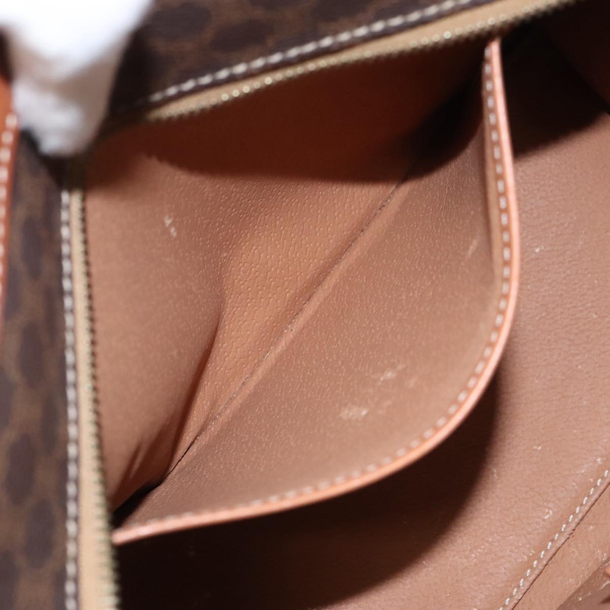 CELINE Macadam Canvas Hand Bag PVC Leather Brown Gold Auth 100885