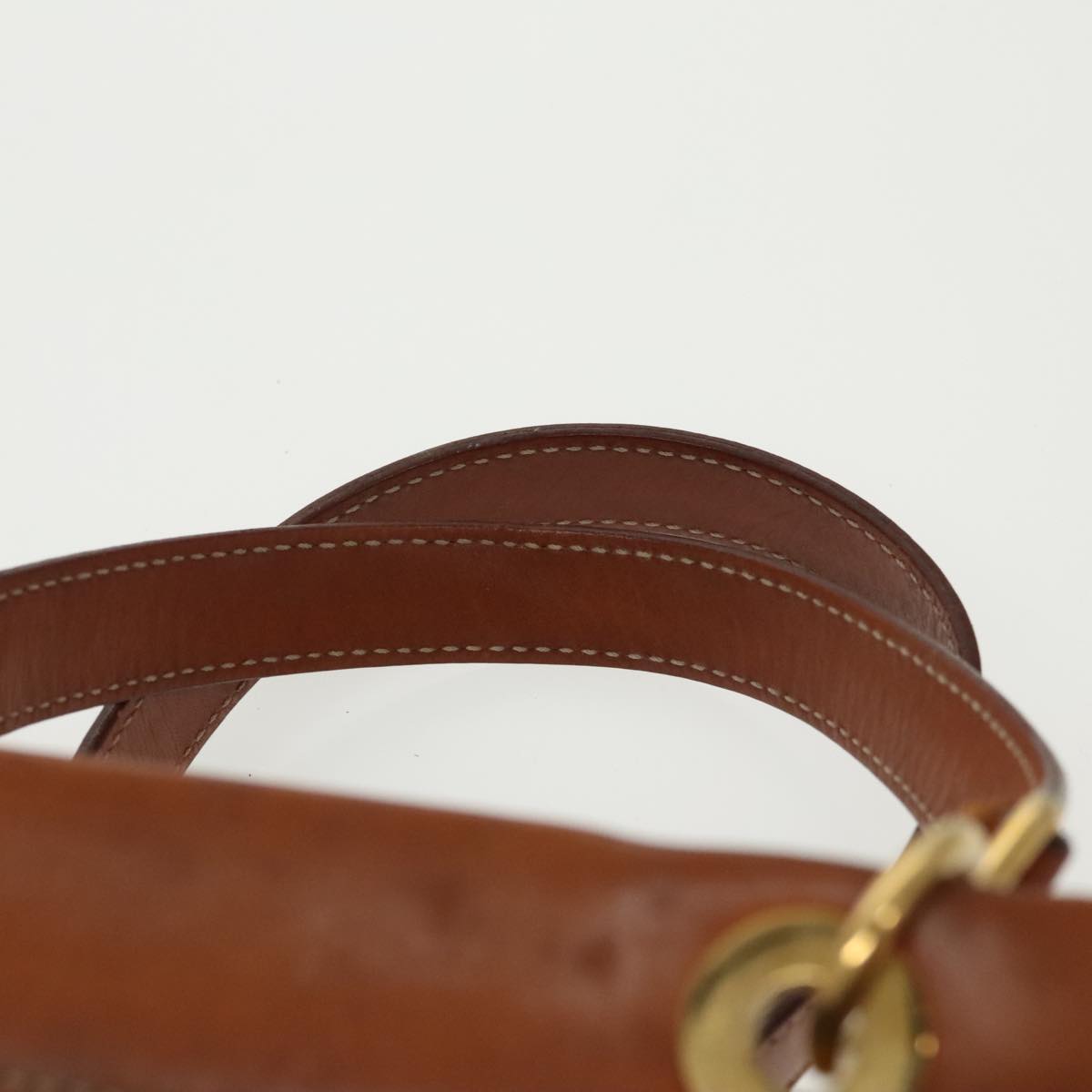 CELINE Macadam Canvas Hand Bag PVC Leather Brown Gold Auth 100885