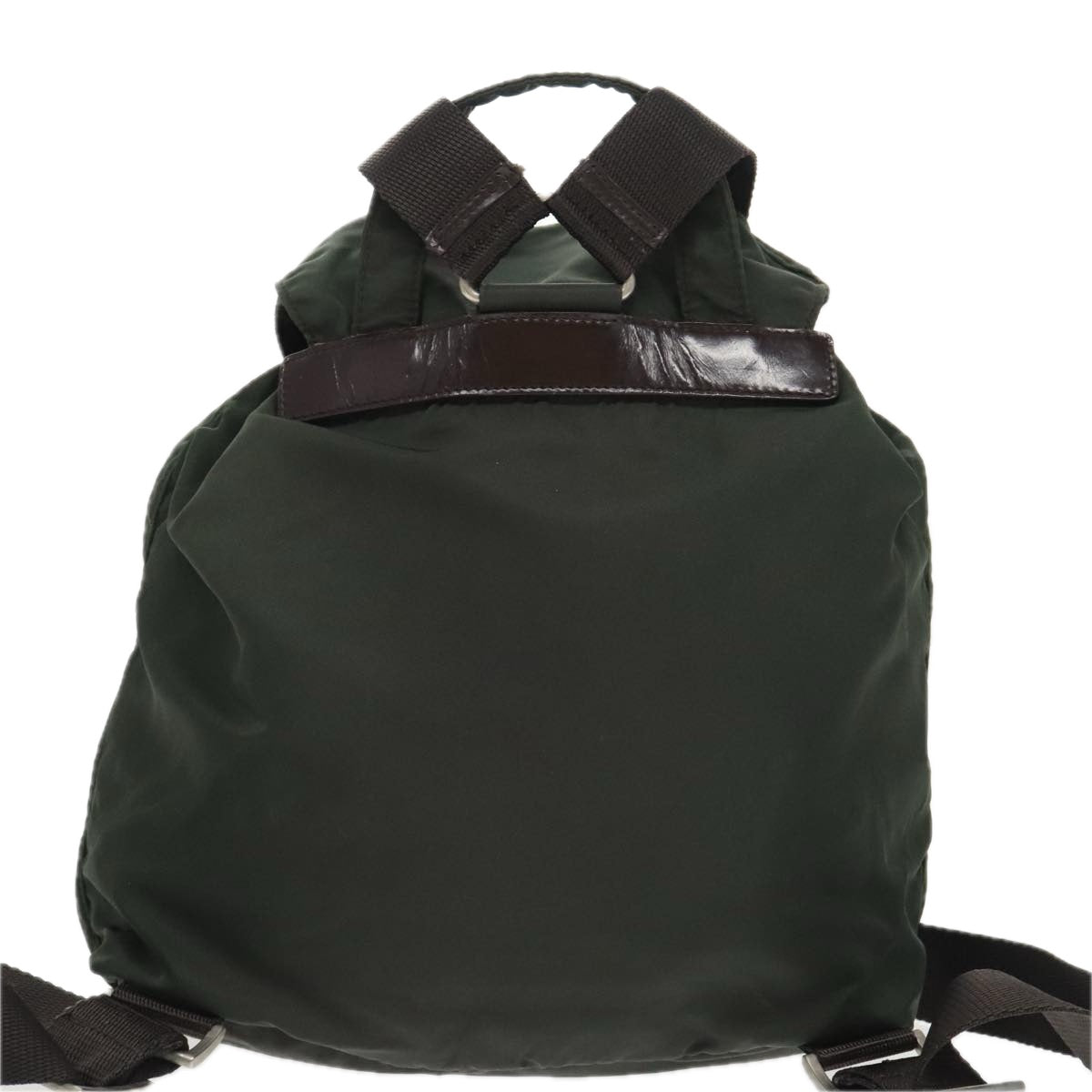 PRADA Backpack Nylon Khaki Silver Auth 100891