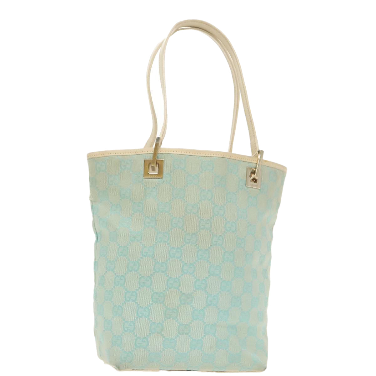 GUCCI GG Canvas Tote Bag Light Blue Gold 002 1098 Auth 100928