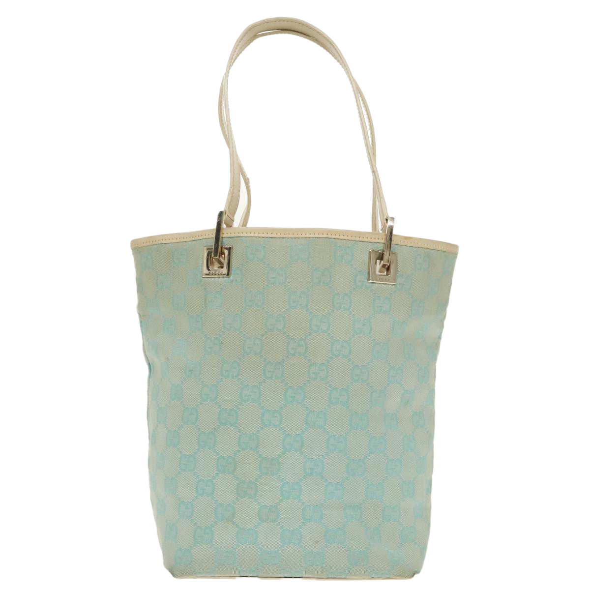 GUCCI GG Canvas Tote Bag Light Blue Gold 002 1098 Auth 100928