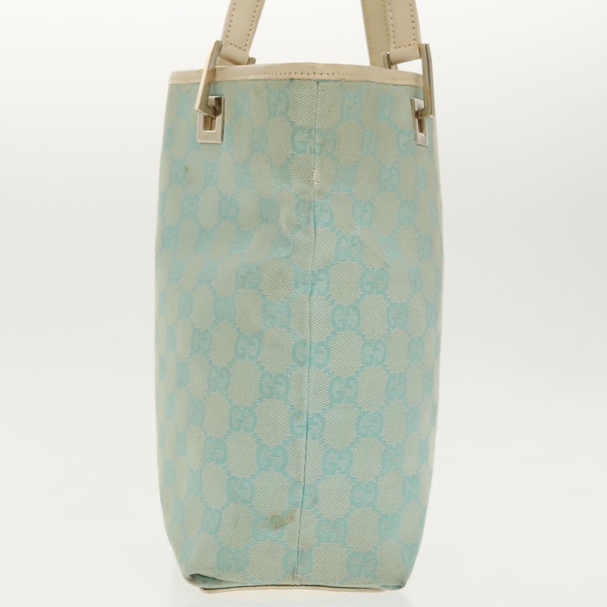 GUCCI GG Canvas Tote Bag Light Blue Gold 002 1098 Auth 100928