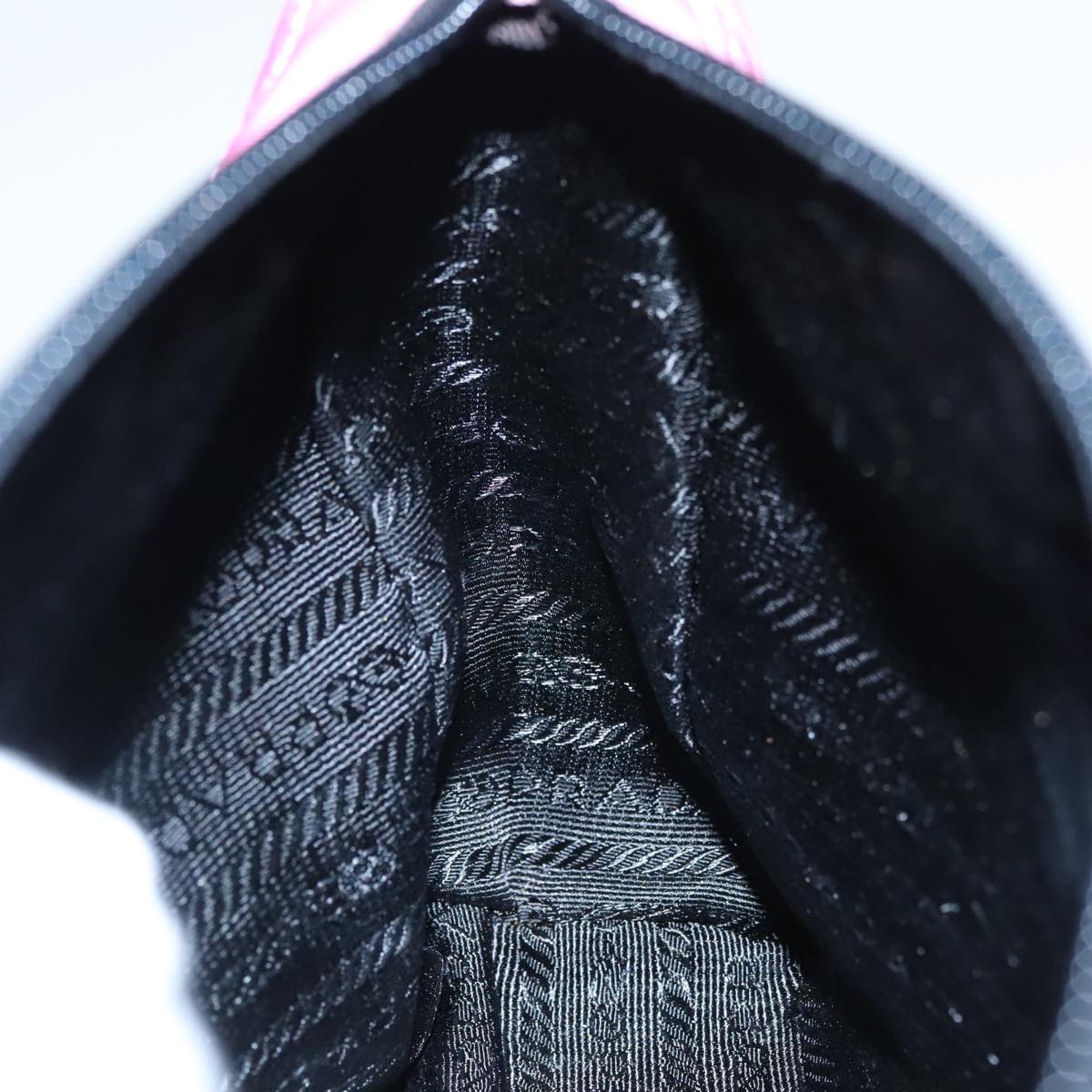 PRADA Pouch Nylon Pink Silver Auth 100970