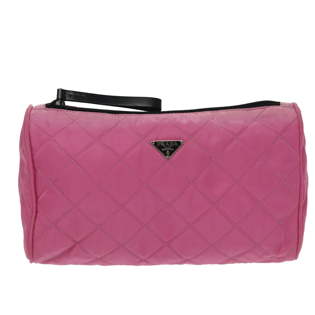 PRADA Pouch Nylon Pink Silver Auth 100970