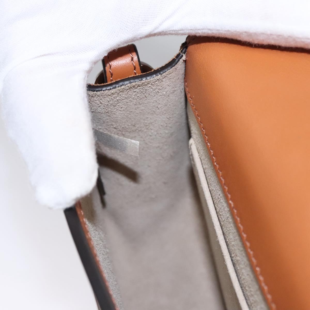 Chloe Nile Hand Bag Enamel Leather 2way Silver Brown Auth 101064