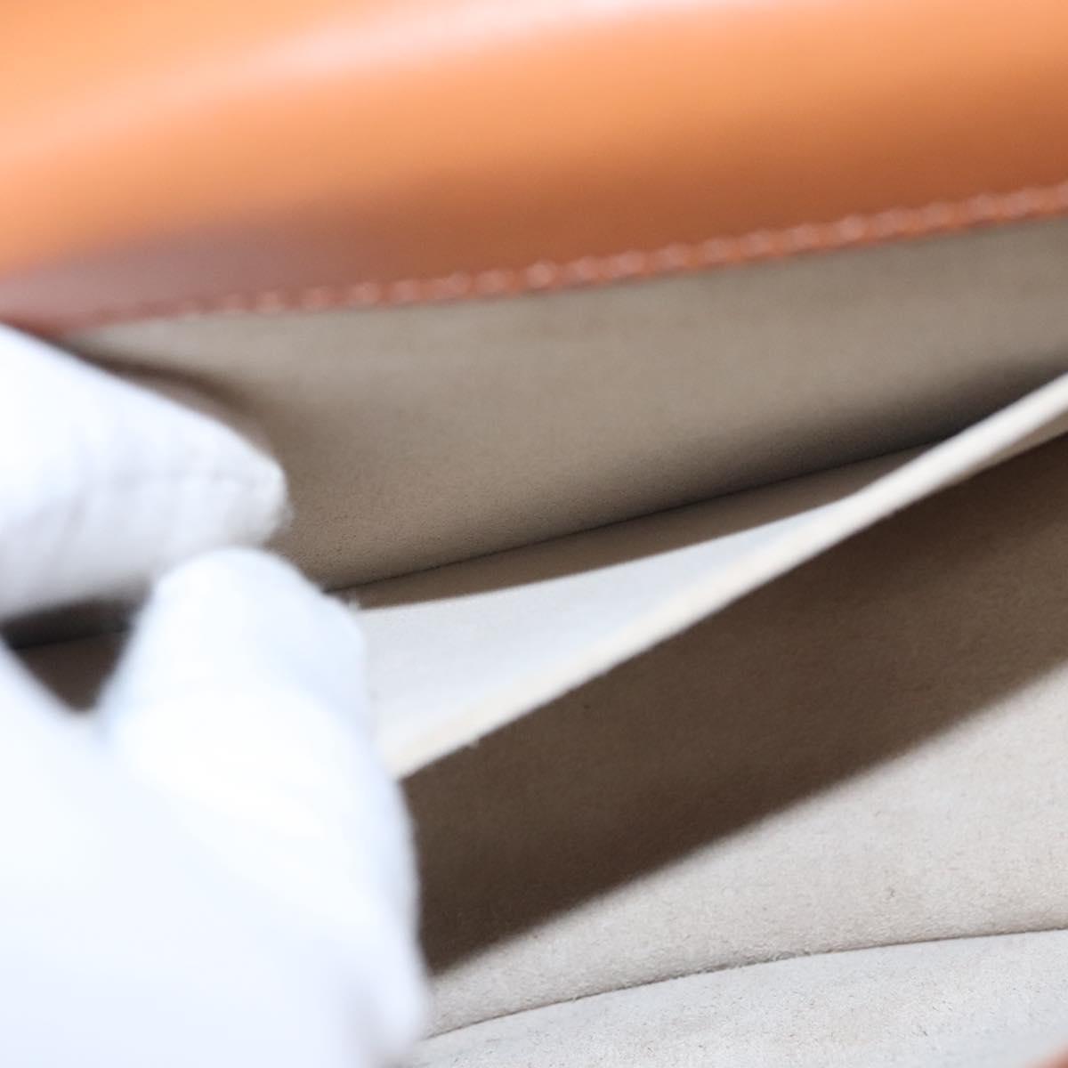 Chloe Nile Hand Bag Enamel Leather 2way Silver Brown Auth 101064