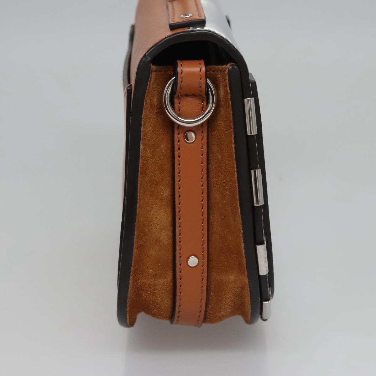 Chloe Nile Hand Bag Enamel Leather 2way Silver Brown Auth 101064