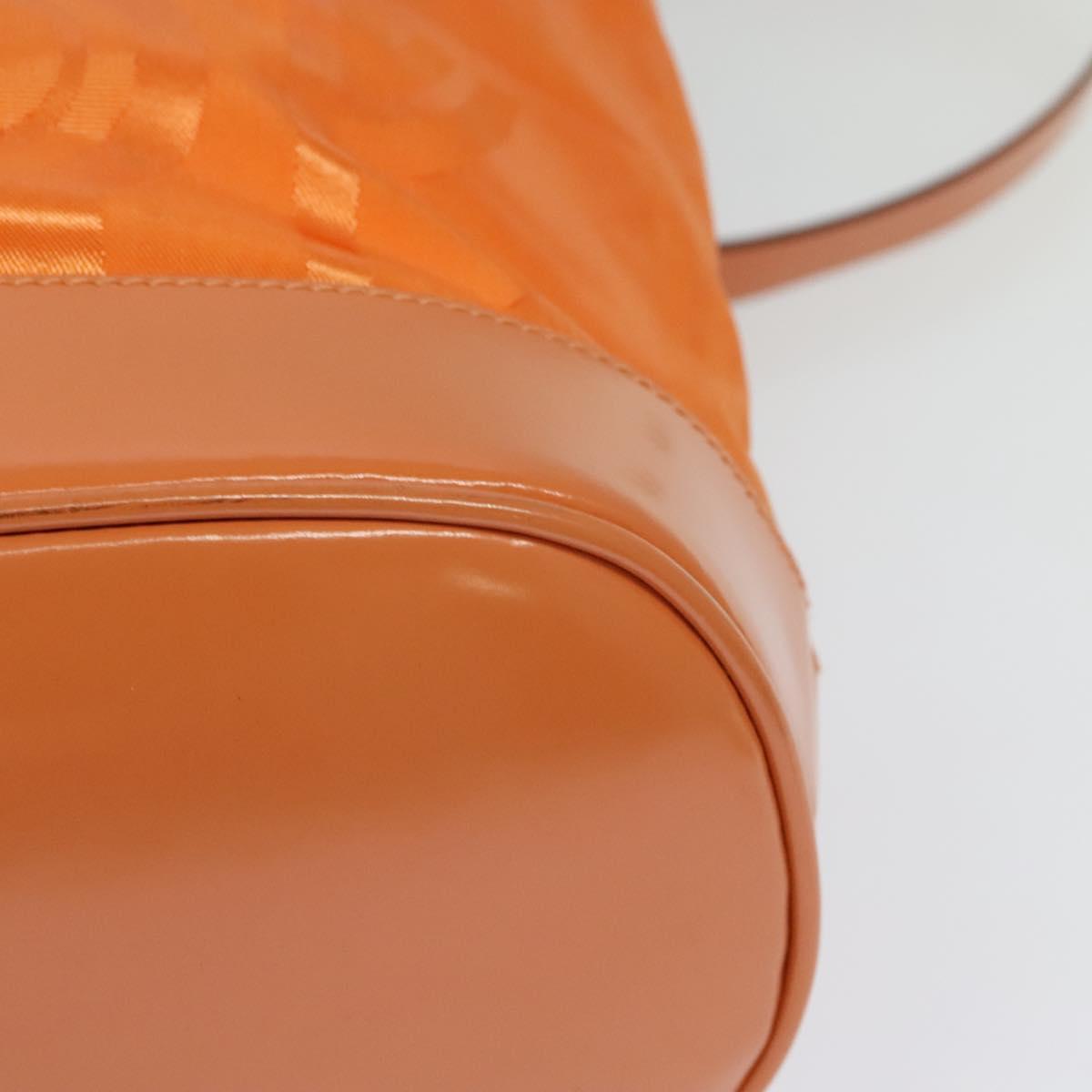 Salvatore Ferragamo Shoulder Bag Nylon Leather Orange Auth 101087