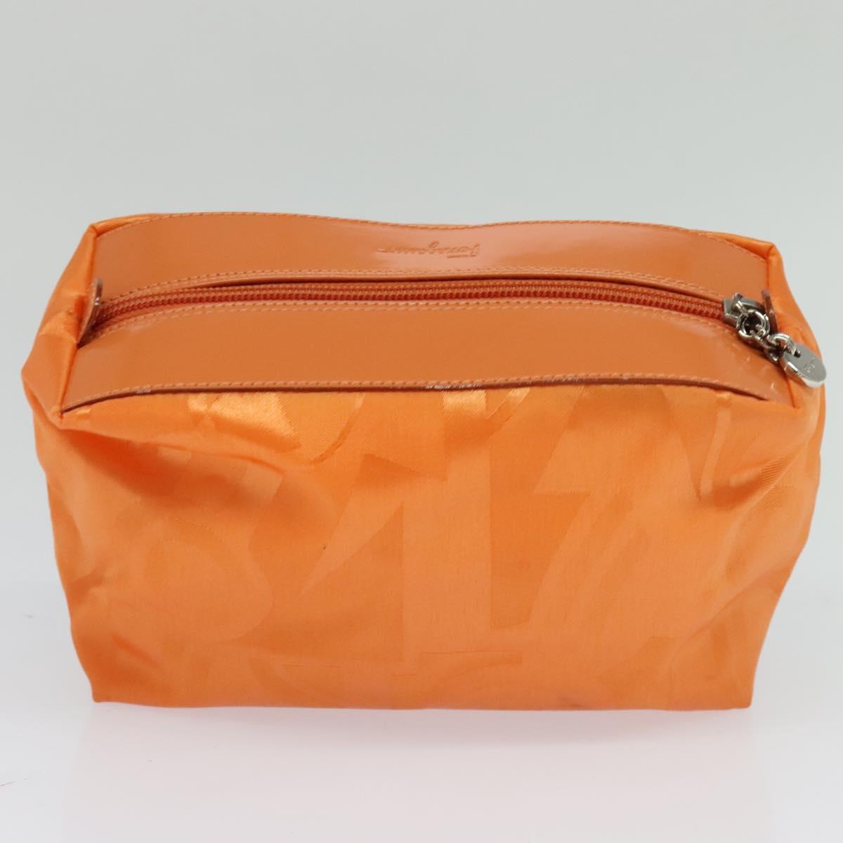 Salvatore Ferragamo Shoulder Bag Nylon Leather Orange Auth 101087