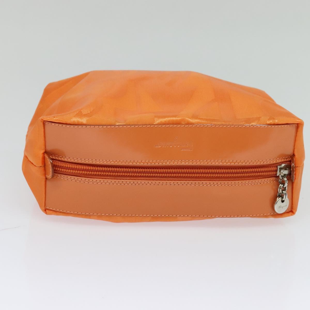 Salvatore Ferragamo Shoulder Bag Nylon Leather Orange Auth 101087