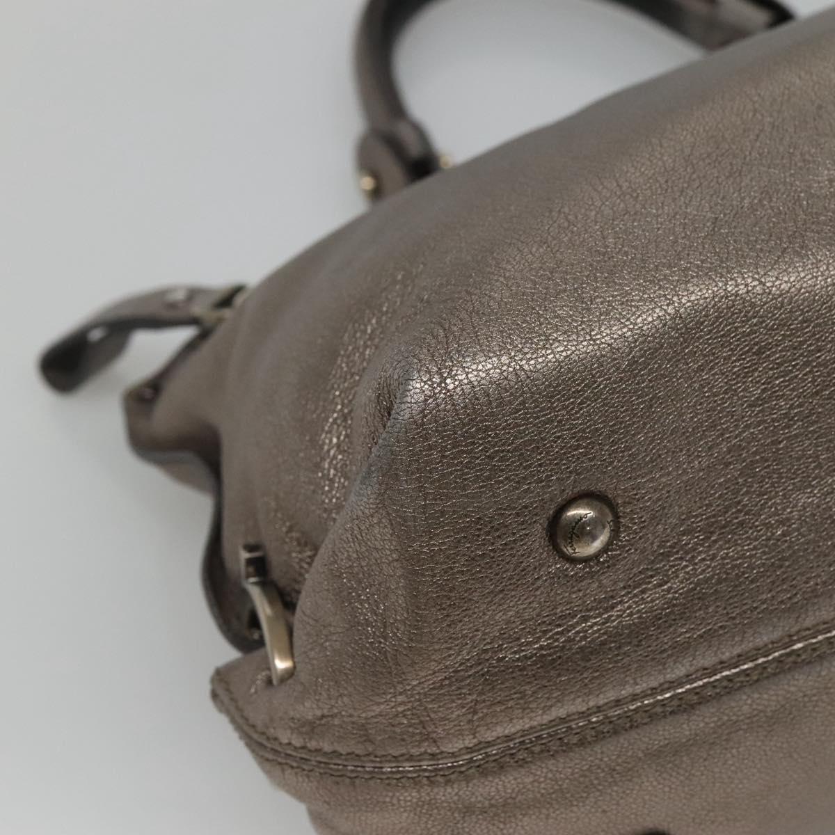 Salvatore Ferragamo Gancini Sofia Hand Bag Leather 2way Silver Auth 101090