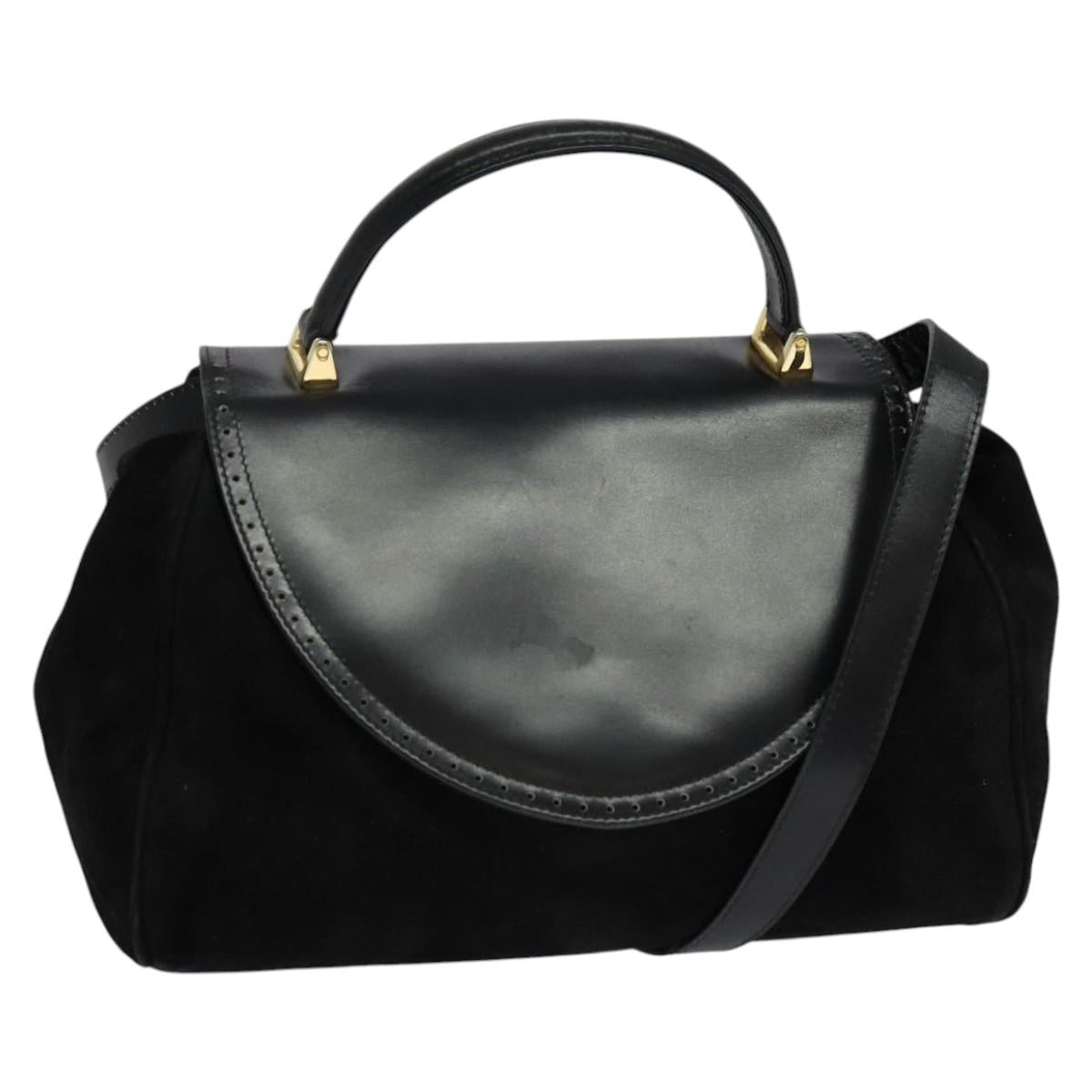 Salvatore Ferragamo Hand Bag Leather 2way Black Auth 101091