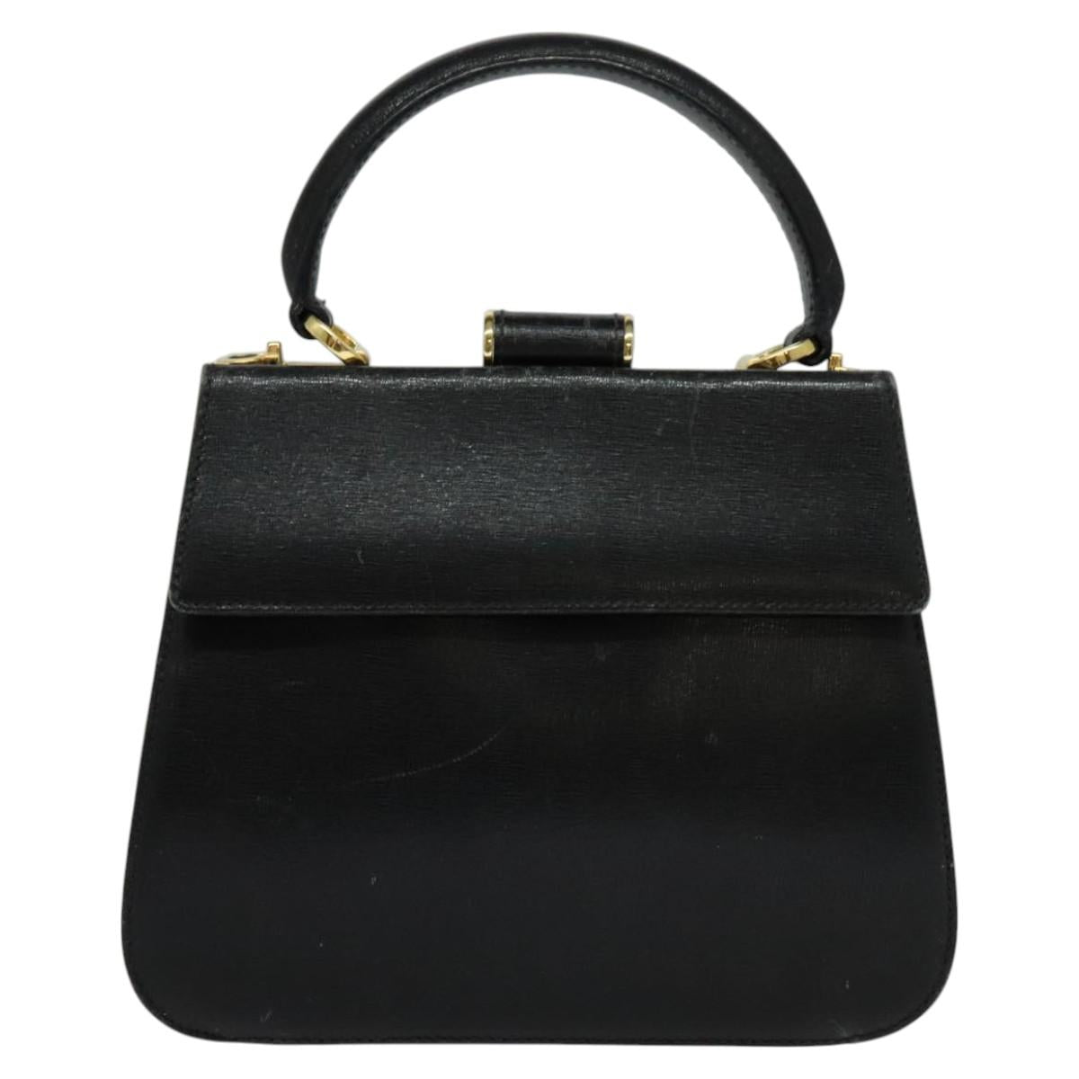 Salvatore Ferragamo Hand Bag Leather 2way Black Auth 101092