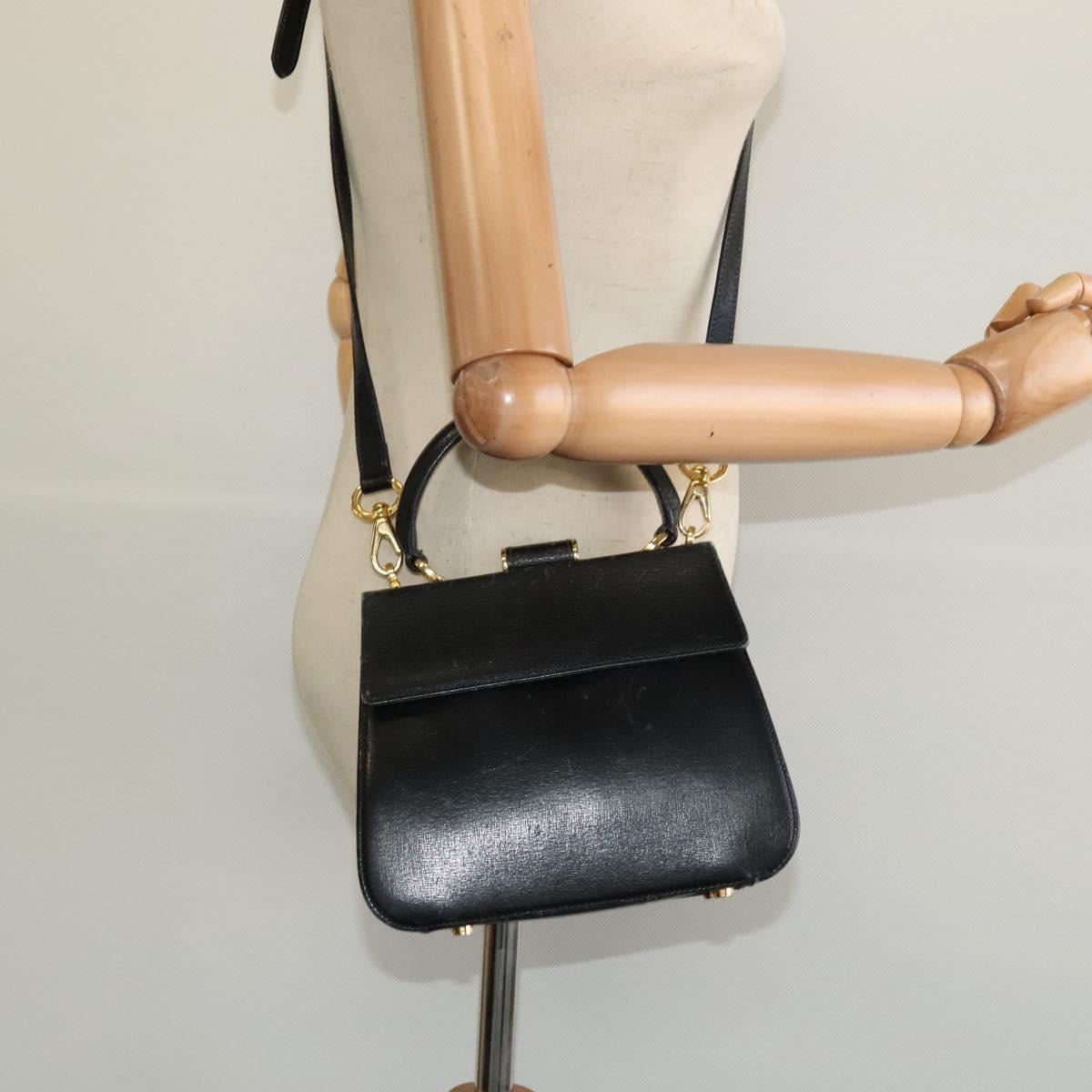 Salvatore Ferragamo Hand Bag Leather 2way Black Auth 101092