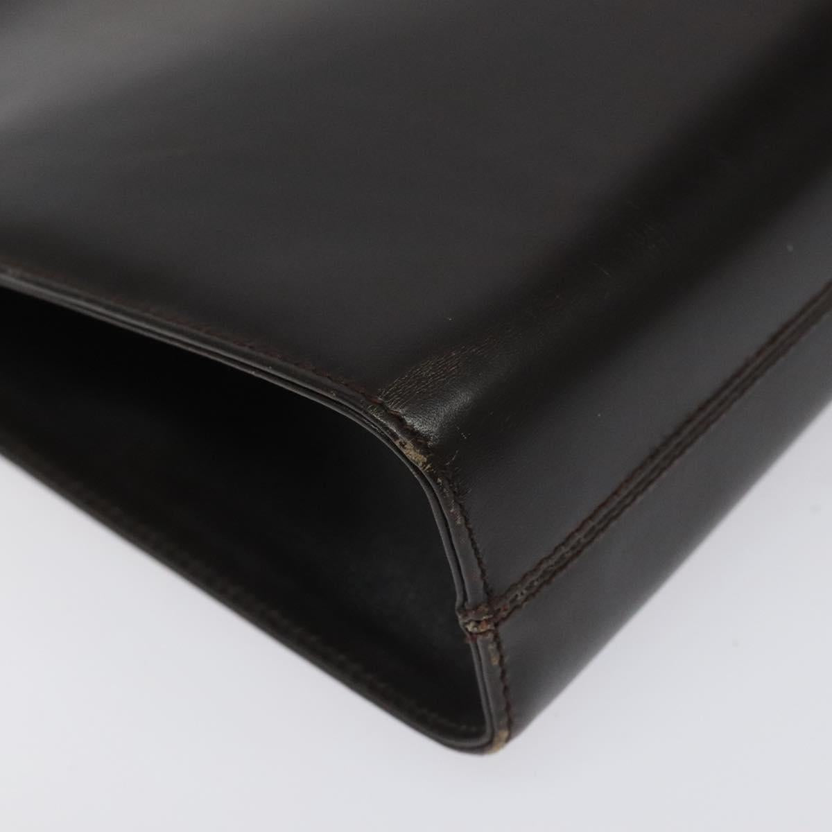 Salvatore Ferragamo Gancini Chain Shoulder Bag Leather Brown Gold Auth 101093