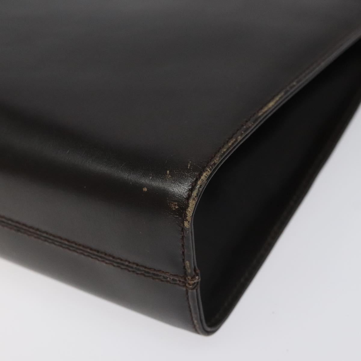 Salvatore Ferragamo Gancini Chain Shoulder Bag Leather Brown Gold Auth 101093