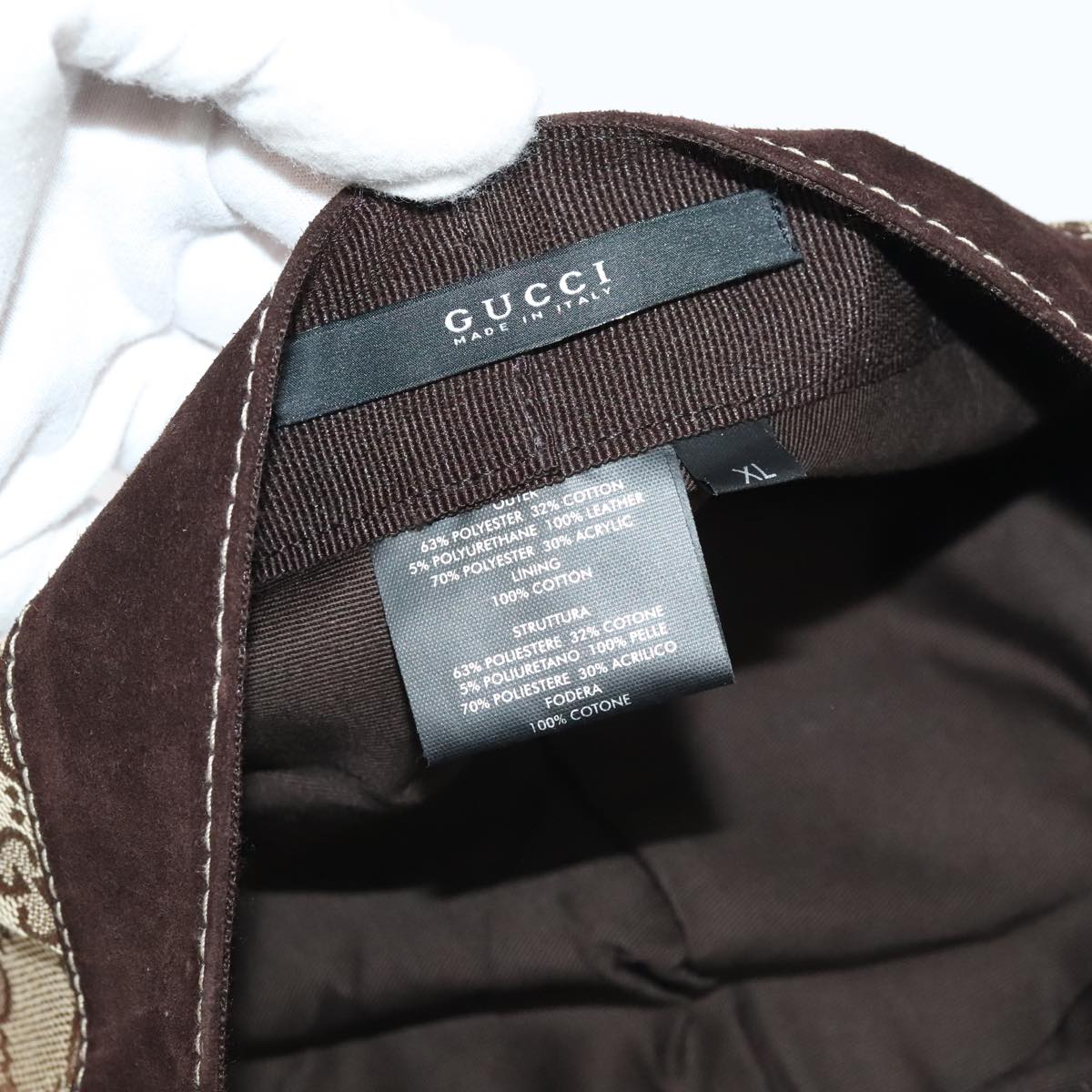 GUCCI GG Canvas Cap XL Beige Auth 101101