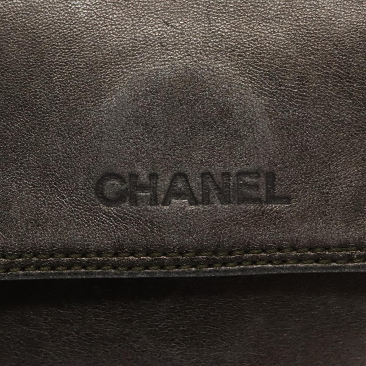 CHANEL Shoulder Bag Leather Black CC Auth 101128