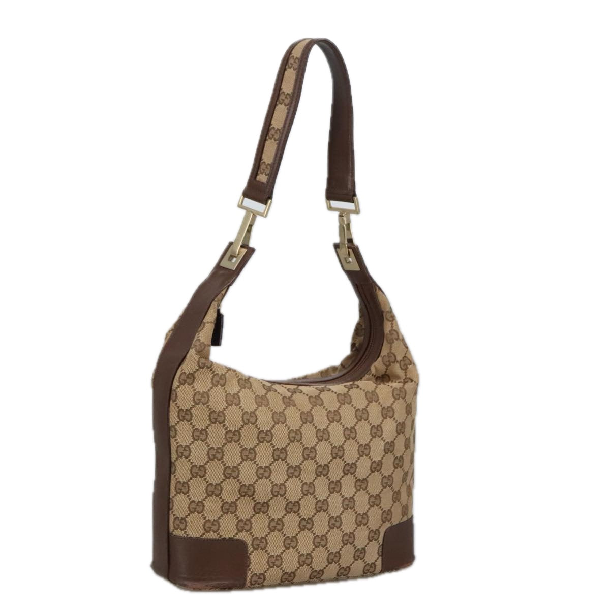 GUCCI GG Canvas Shoulder Bag Beige Gold 001 4204 Auth 101137