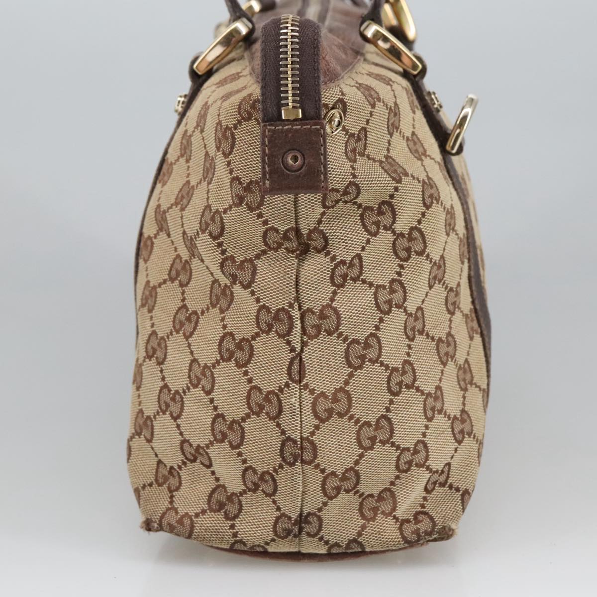 GUCCI GG Canvas Shoulder Bag Beige Gold 141470 Auth 101138