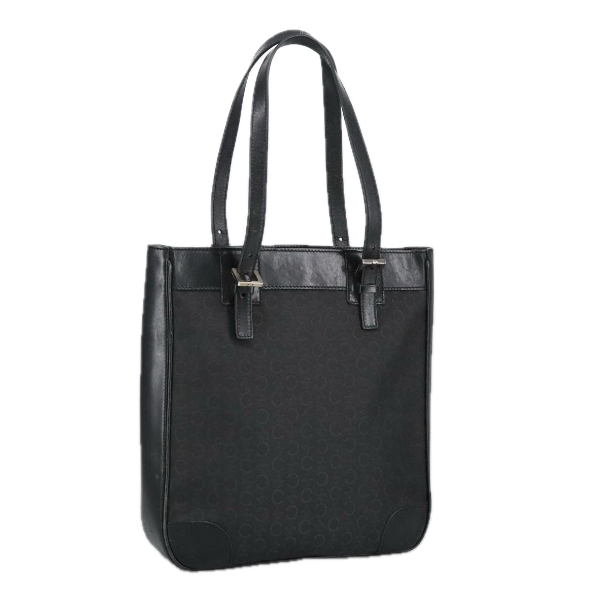 CELINE C Macadam Canvas Shoulder Bag Black Auth 101150