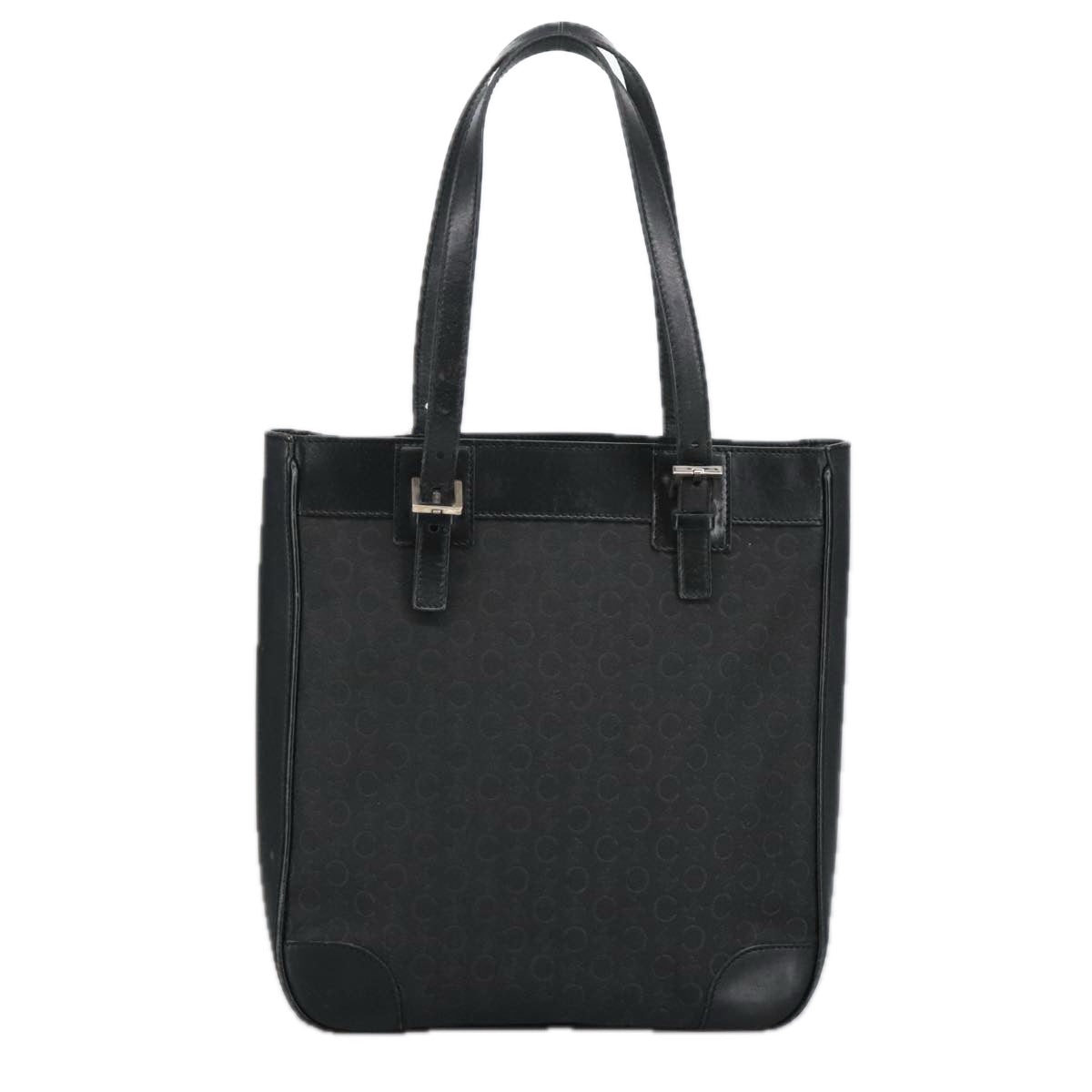 CELINE C Macadam Canvas Shoulder Bag Black Auth 101150