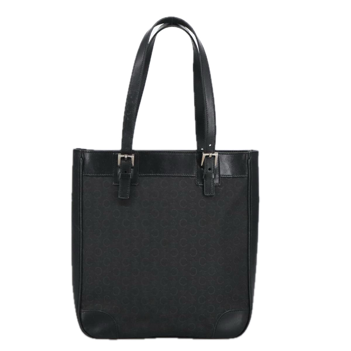 CELINE C Macadam Canvas Shoulder Bag Black Auth 101150