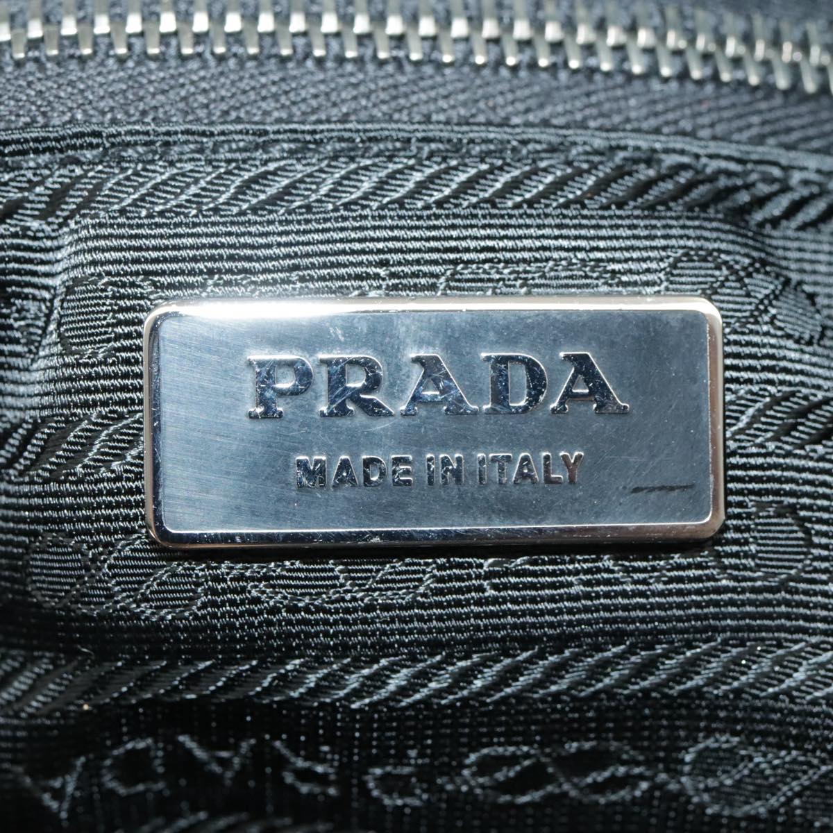 PRADA Shoulder Bag Nylon Leather Black Silver Auth 101155