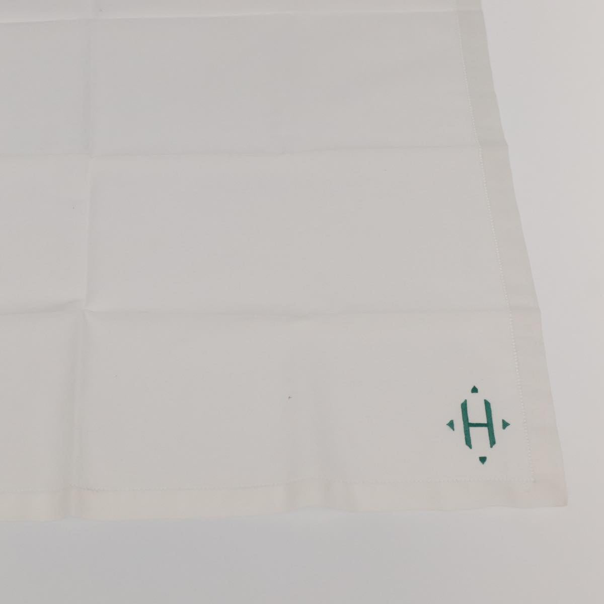 HERMES Handkerchief Cotton White Auth 101161