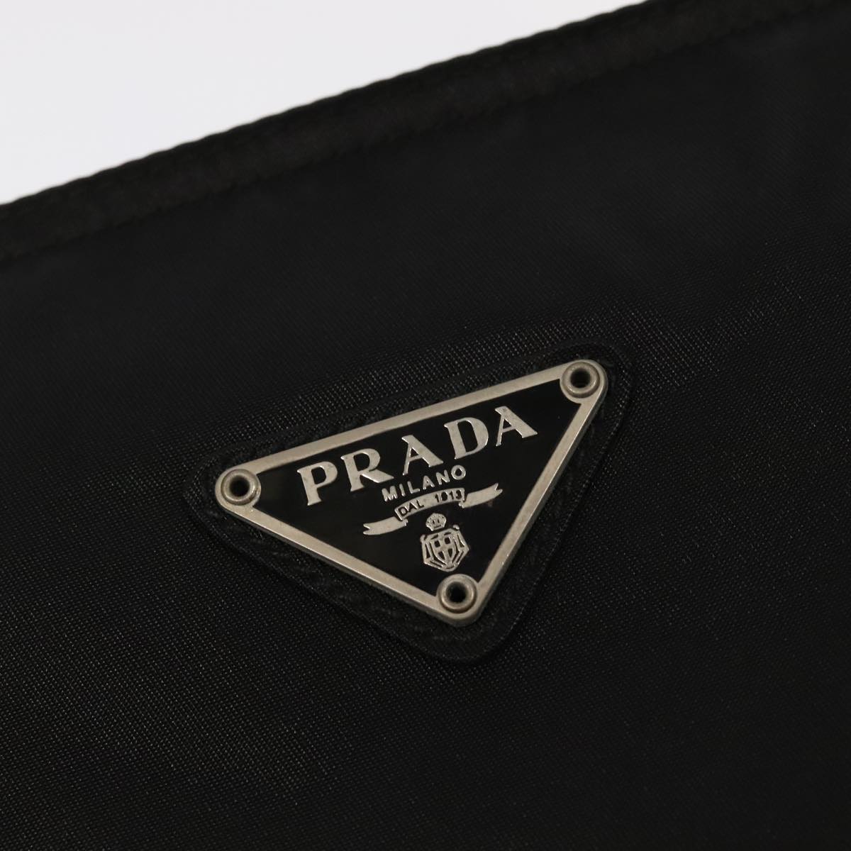 PRADA Shoulder Bag Nylon Black Silver Auth 101173