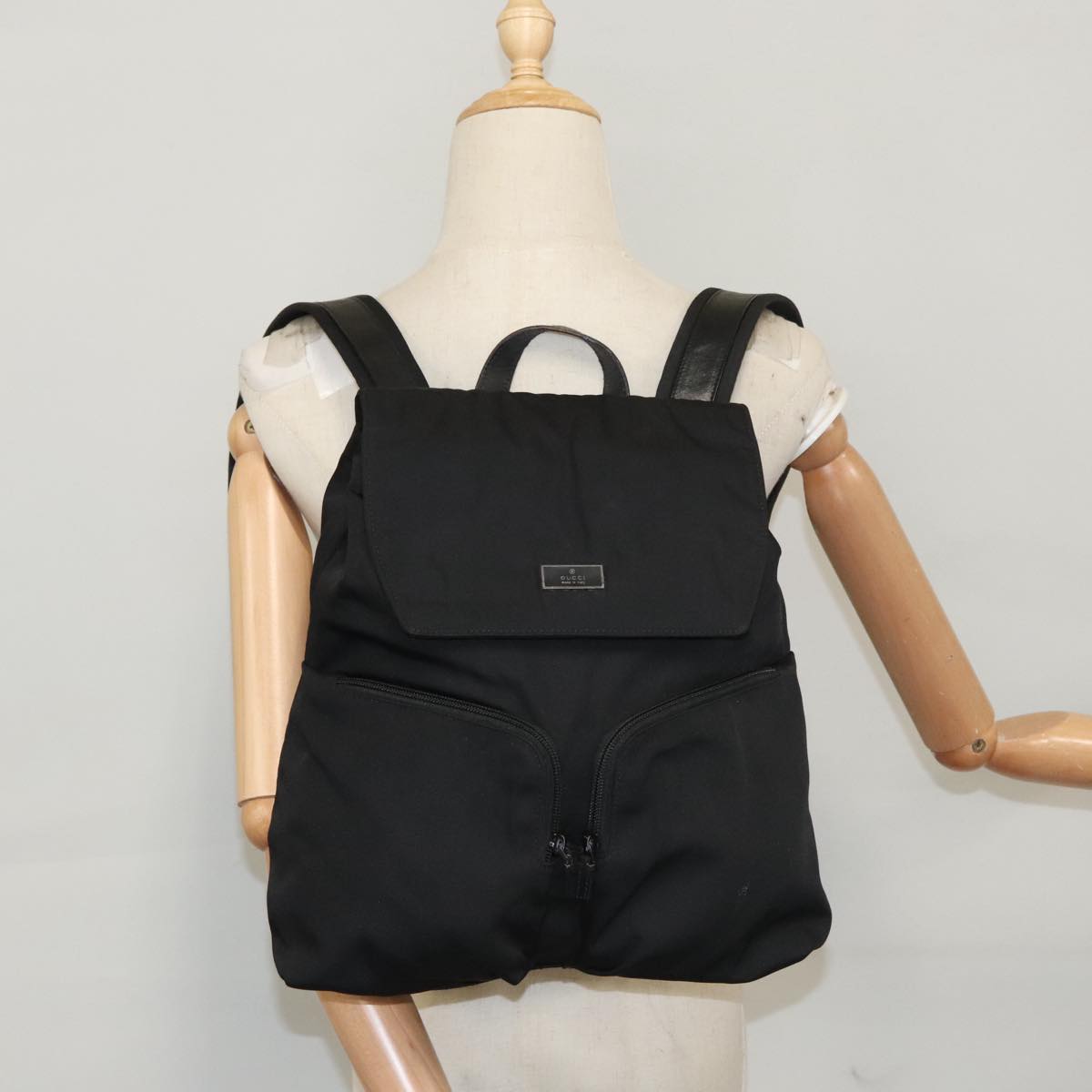 GUCCI Backpack Nylon Black Silver 003 0238 Auth 101174