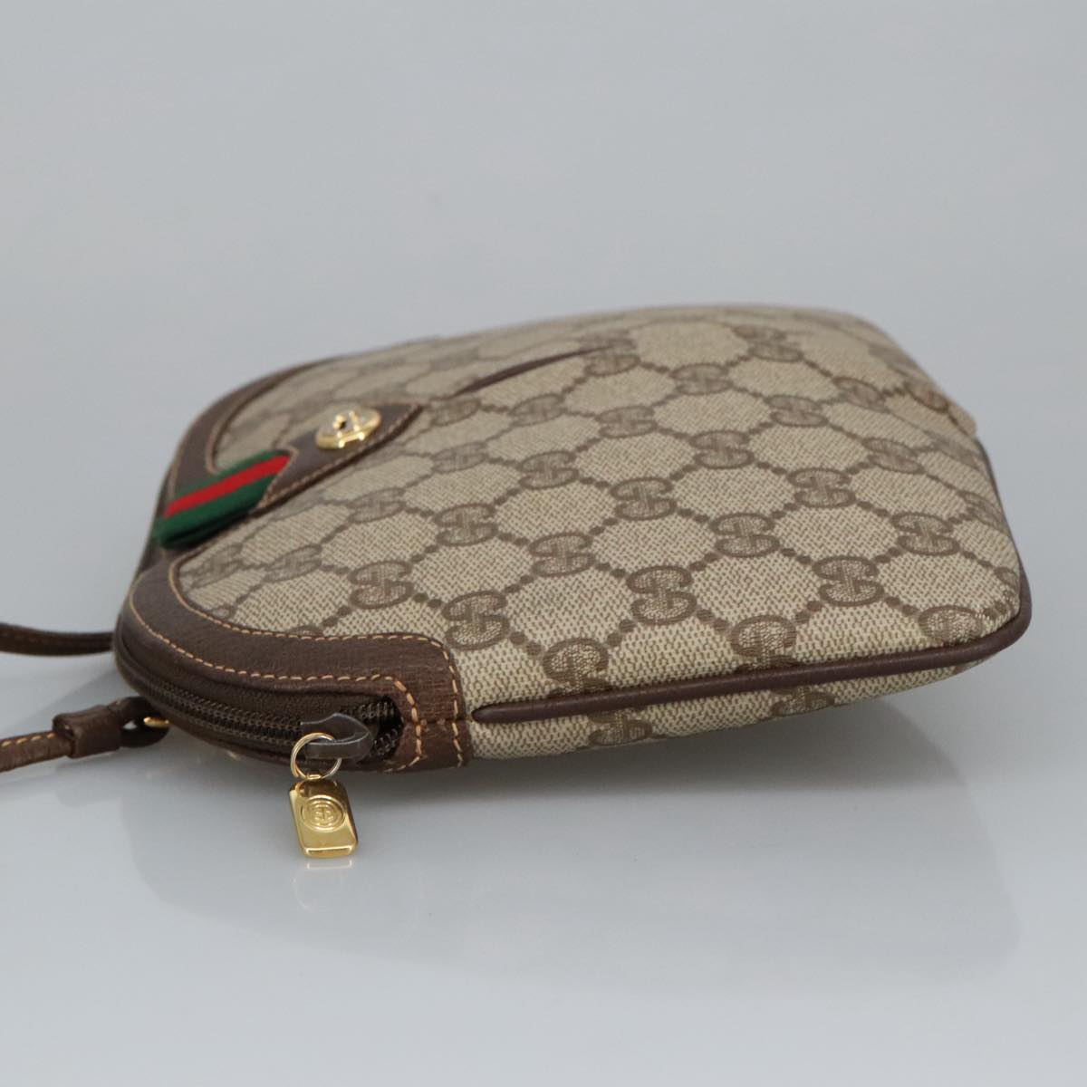 GUCCI GG Supreme Web Sherry Line Shoulder Bag PVC Beige 904 02 047 Auth 101184