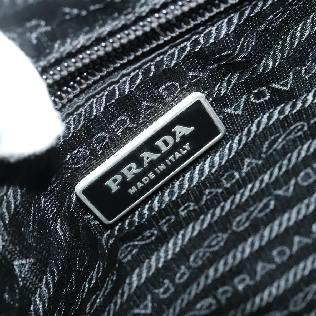 PRADA Shoulder Bag Nylon Black Silver Auth 101188