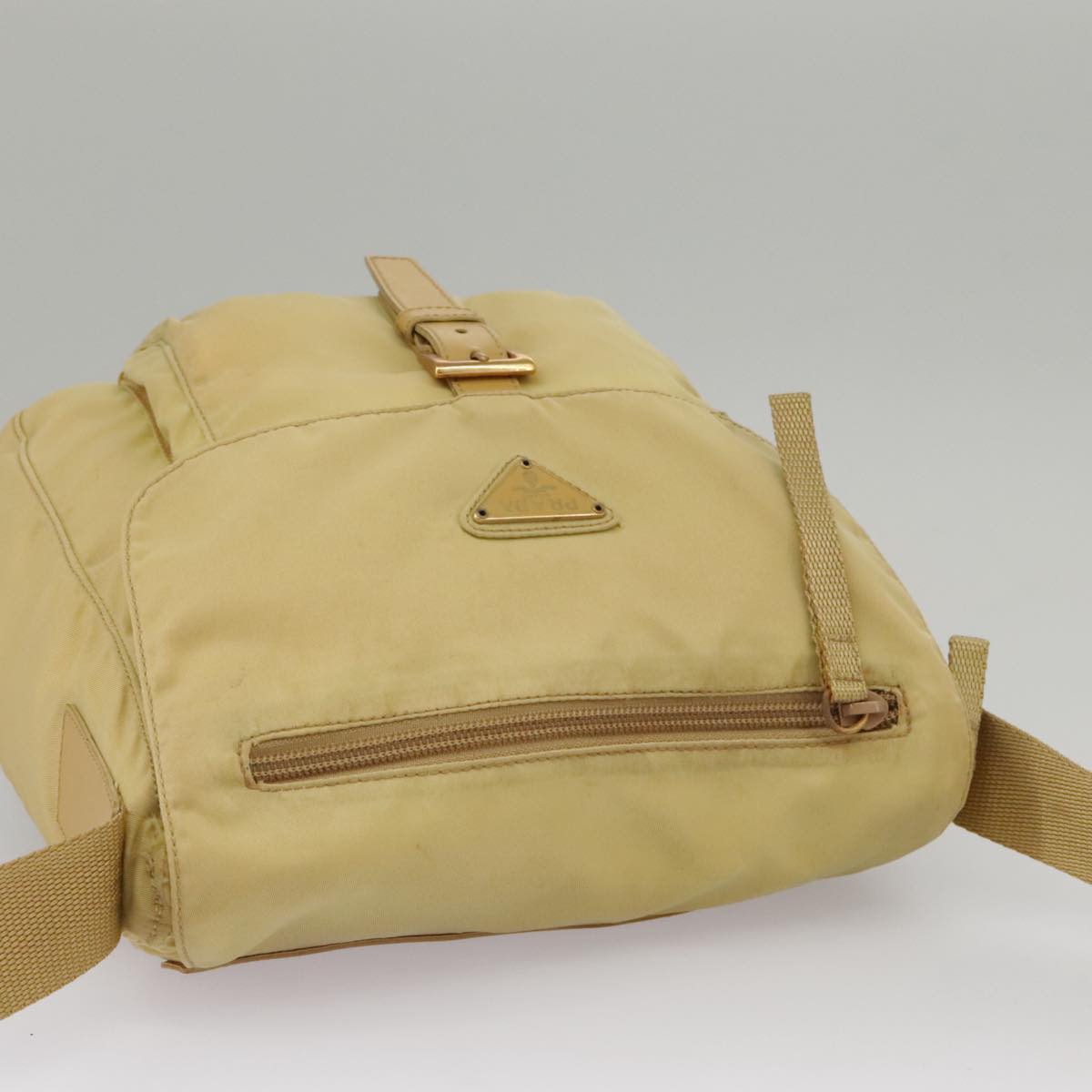 PRADA Shoulder Bag Nylon Beige Auth 101189