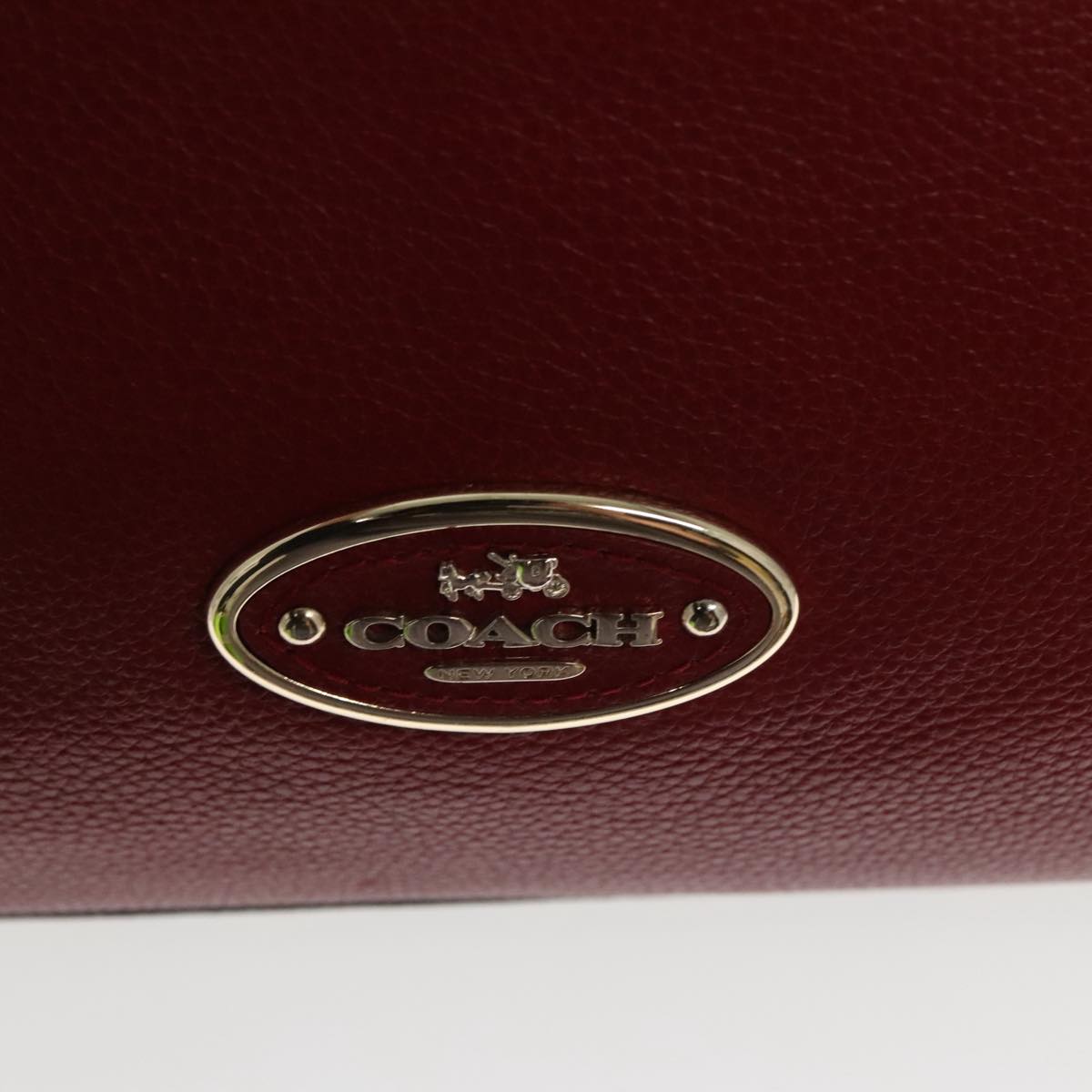 Coach Shoulder Bag Leather Red Gold Auth 101216