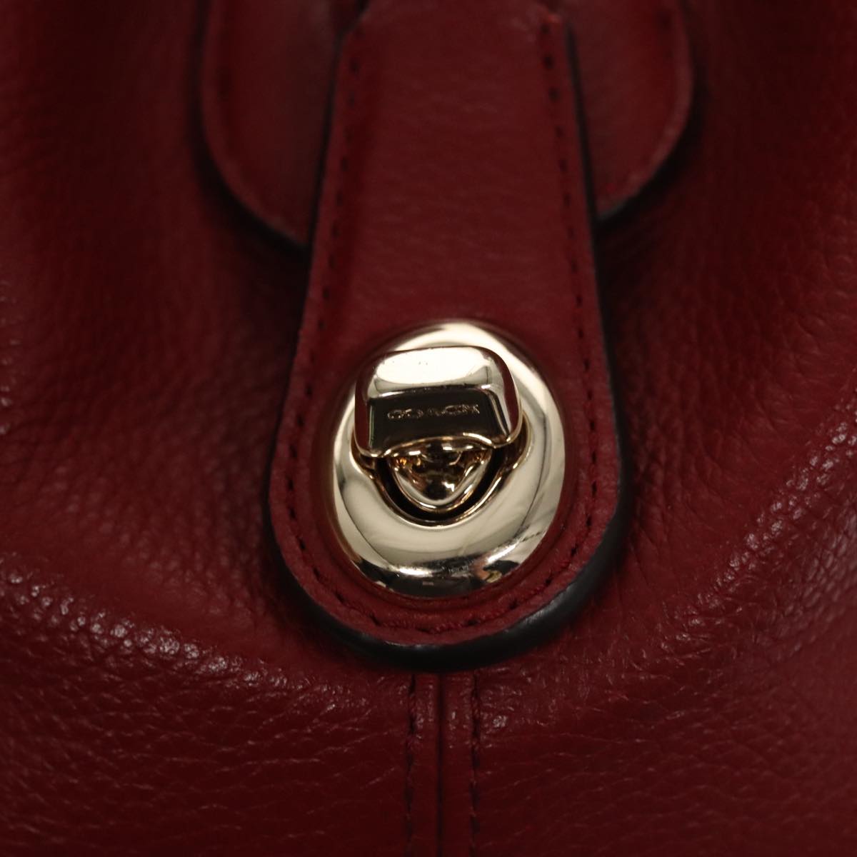 Coach Shoulder Bag Leather Red Gold Auth 101216