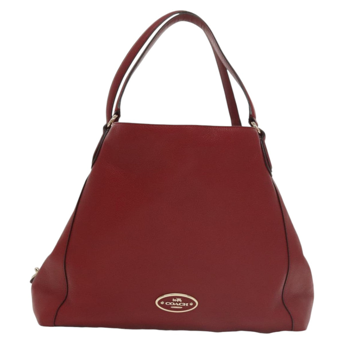 Coach Shoulder Bag Leather Red Gold Auth 101216