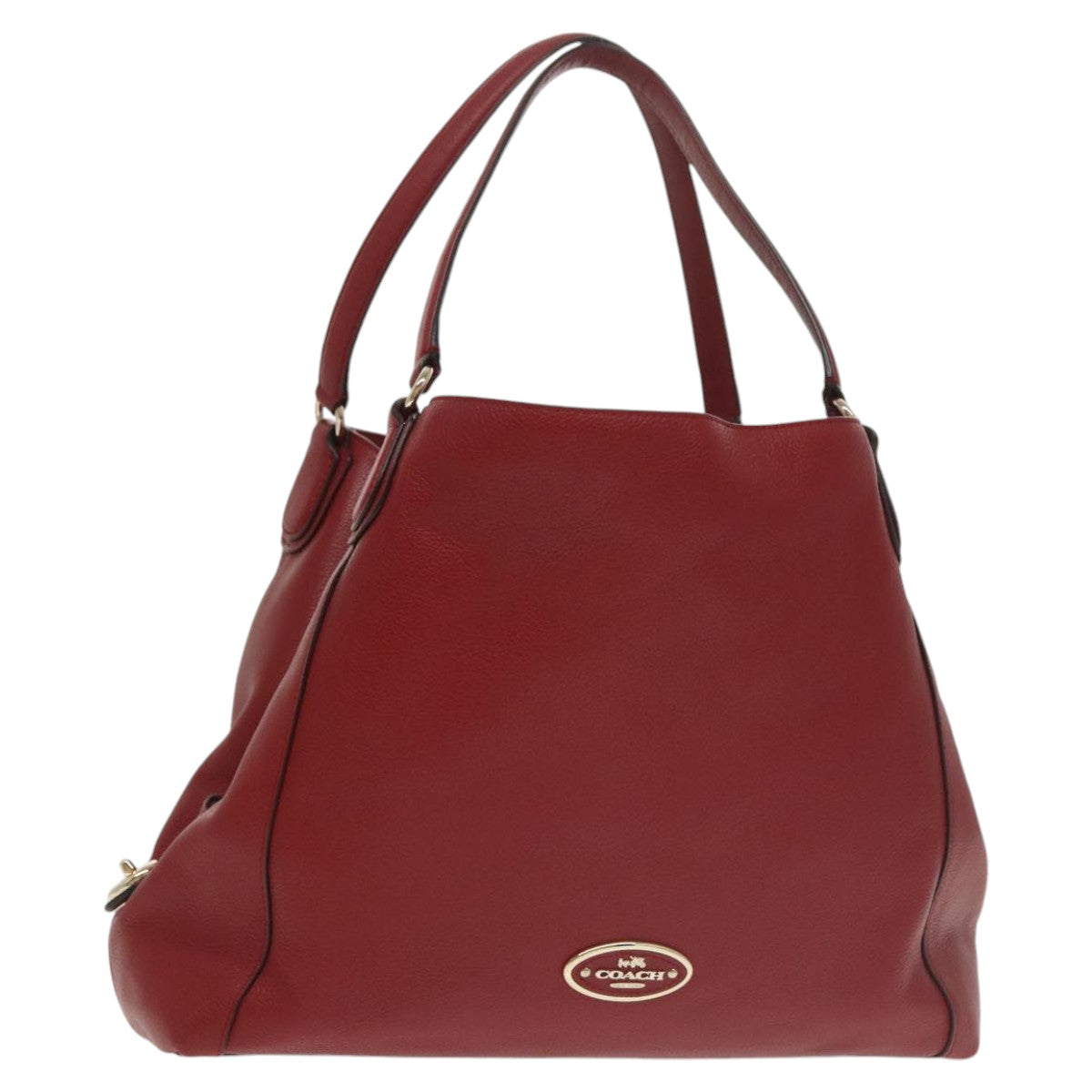 Coach Shoulder Bag Leather Red Gold Auth 101216