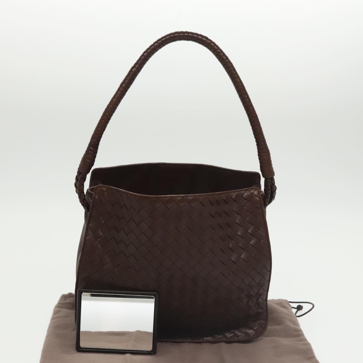 BOTTEGA VENETA INTRECCIATO Shoulder Bag Leather Brown Auth 101219