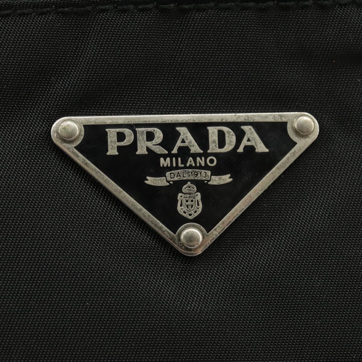 PRADA Shoulder Bag Nylon Black Silver Auth 101226