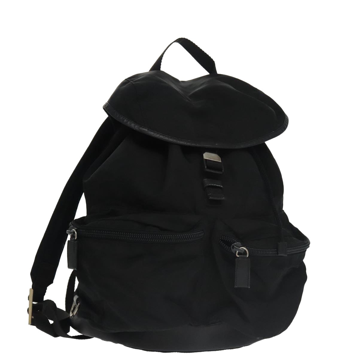 PRADA Backpack Nylon Black Silver Auth 101282