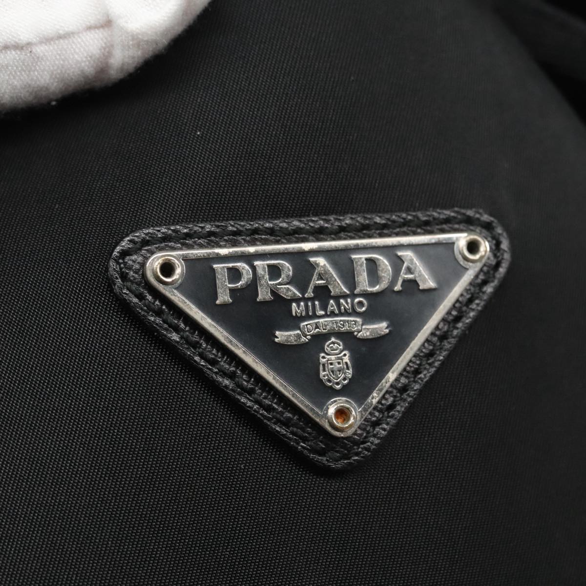 PRADA Backpack Nylon Black Silver Auth 101282