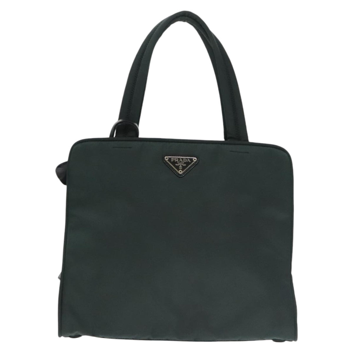 PRADA Hand Bag Nylon Green Silver Auth 101284