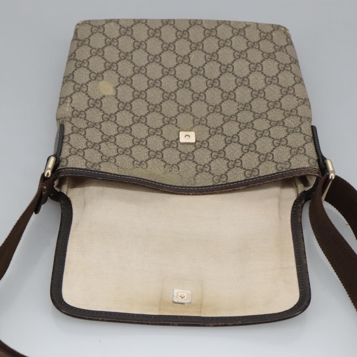 GUCCI GG Supreme Shoulder Bag PVC Beige 223666 Auth 101285