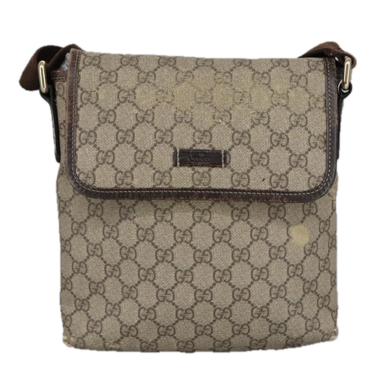 GUCCI GG Supreme Shoulder Bag PVC Beige 223666 Auth 101285