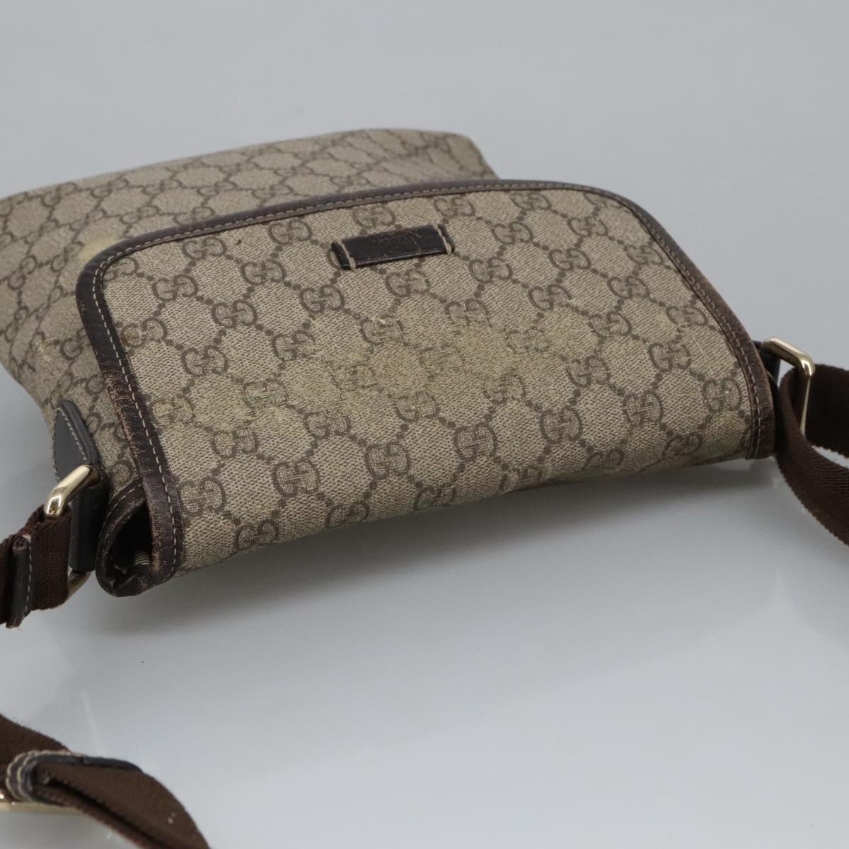 GUCCI GG Supreme Shoulder Bag PVC Beige 223666 Auth 101285