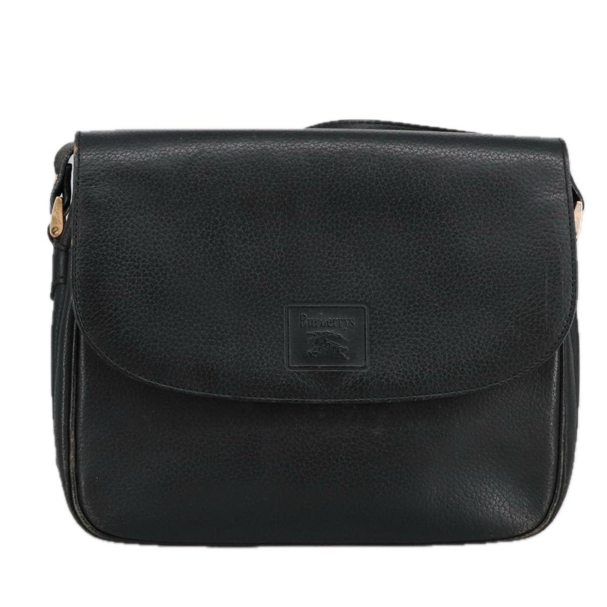 Burberrys Shoulder Bag Leather Black Auth 101289