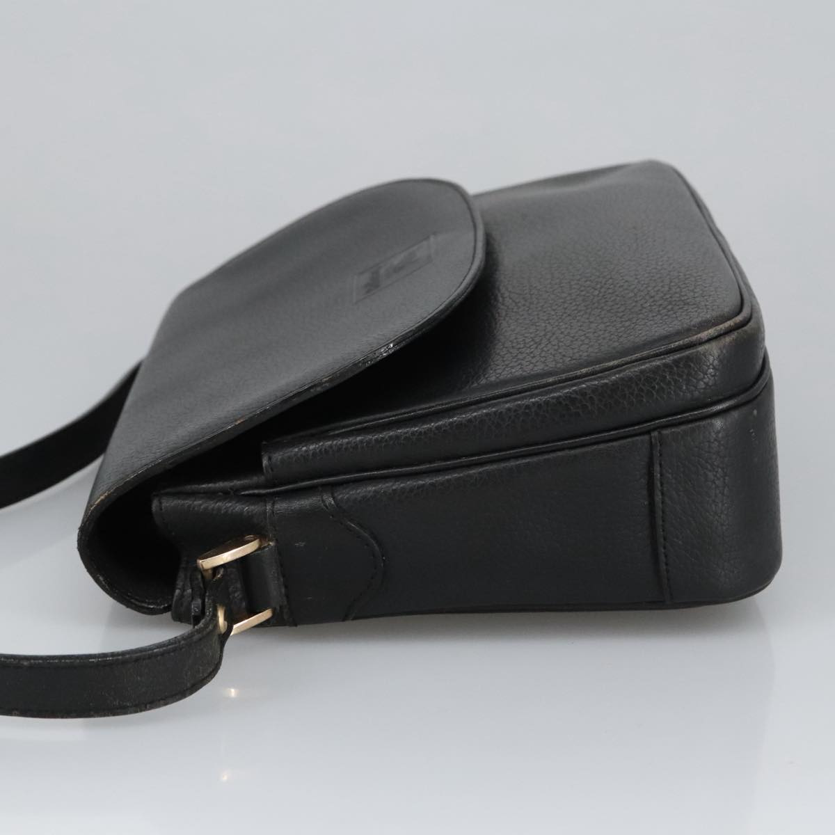 Burberrys Shoulder Bag Leather Black Auth 101289