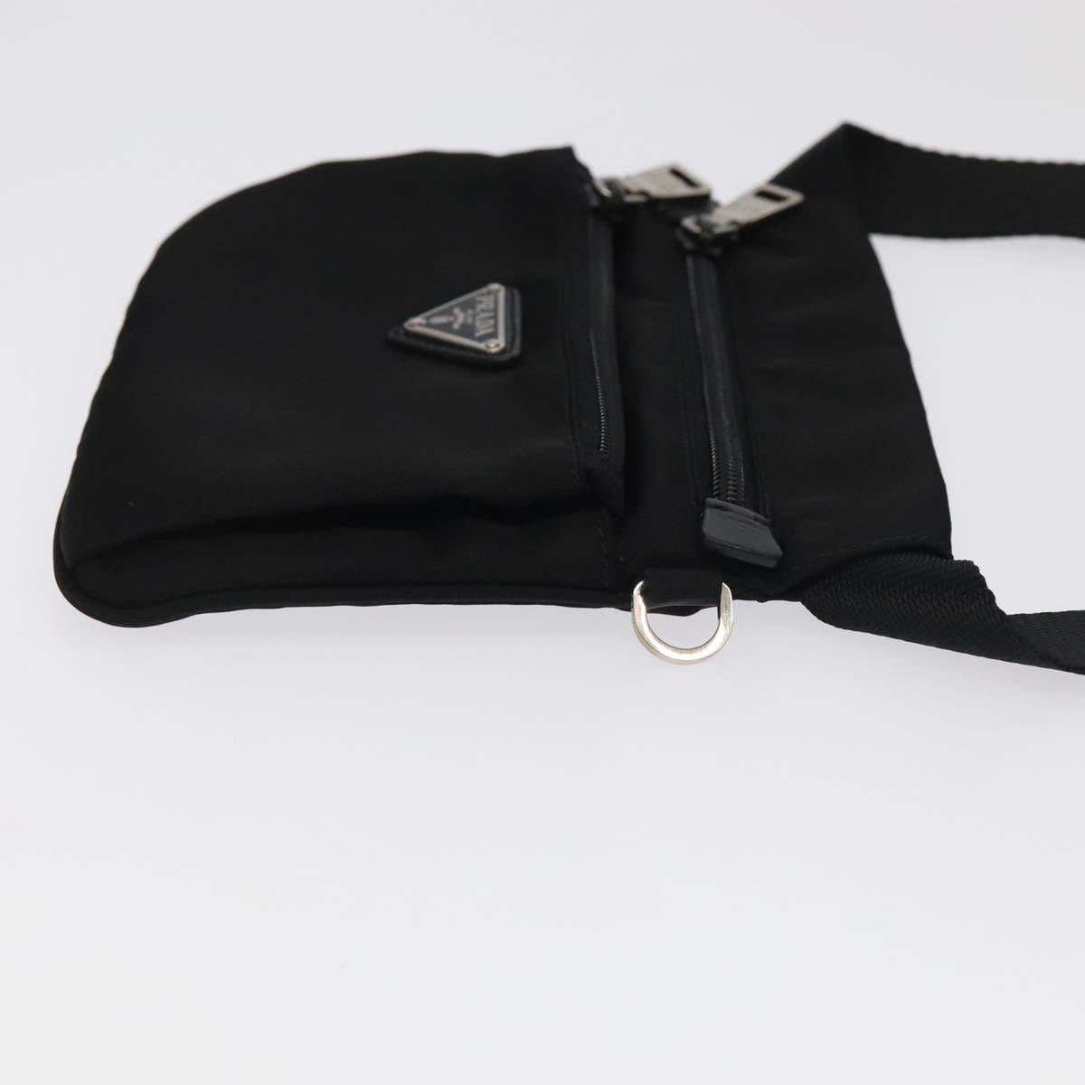 PRADA Waist bag Nylon Black Silver Auth 101292A